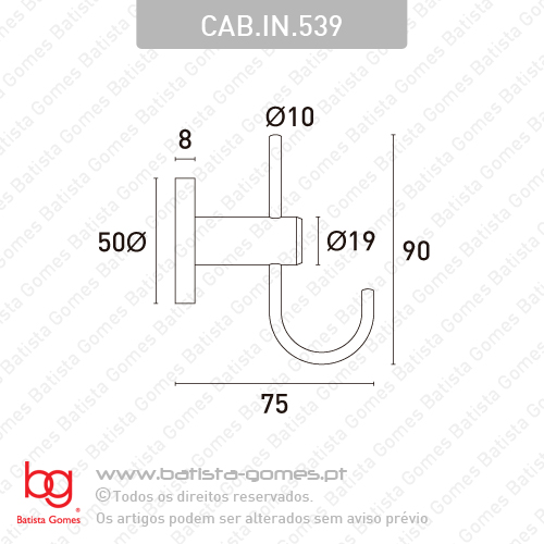 Cabide �10x90 - INOX 304